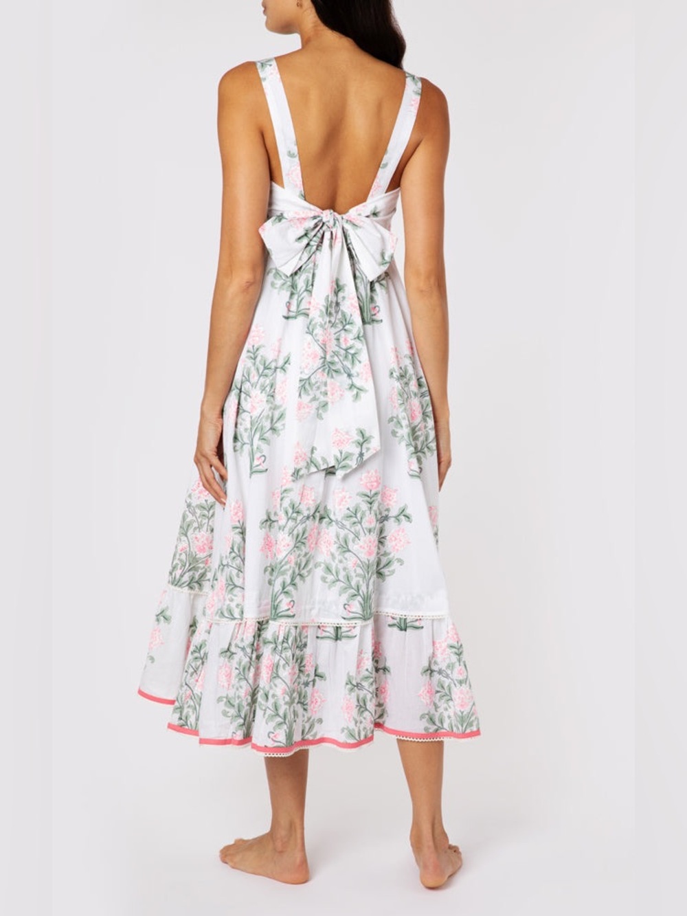 Juliet Dunn Sash Bow Back Midi Dress Japanese Flower - Picture 2 of 7